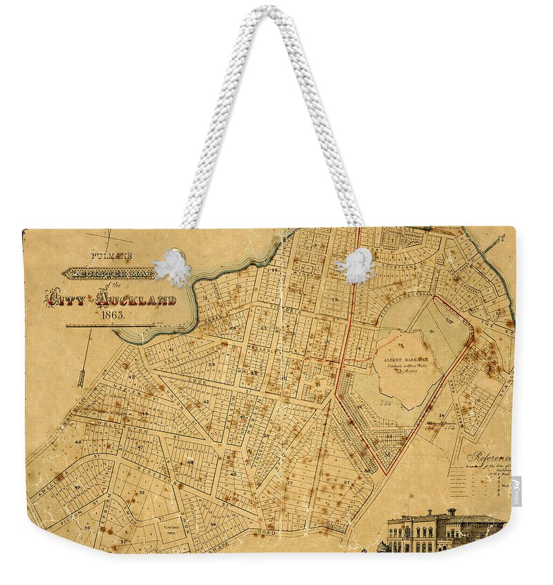 Map Of Auckland Weekender Tote Bag featuring the photograph Map Of Auckland 1863 by Andrew Fare
