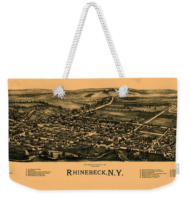 Map Of Rhinebeck Weekender Tote Bag featuring the photograph Map Of Rhinebeck 1890 by Andrew Fare