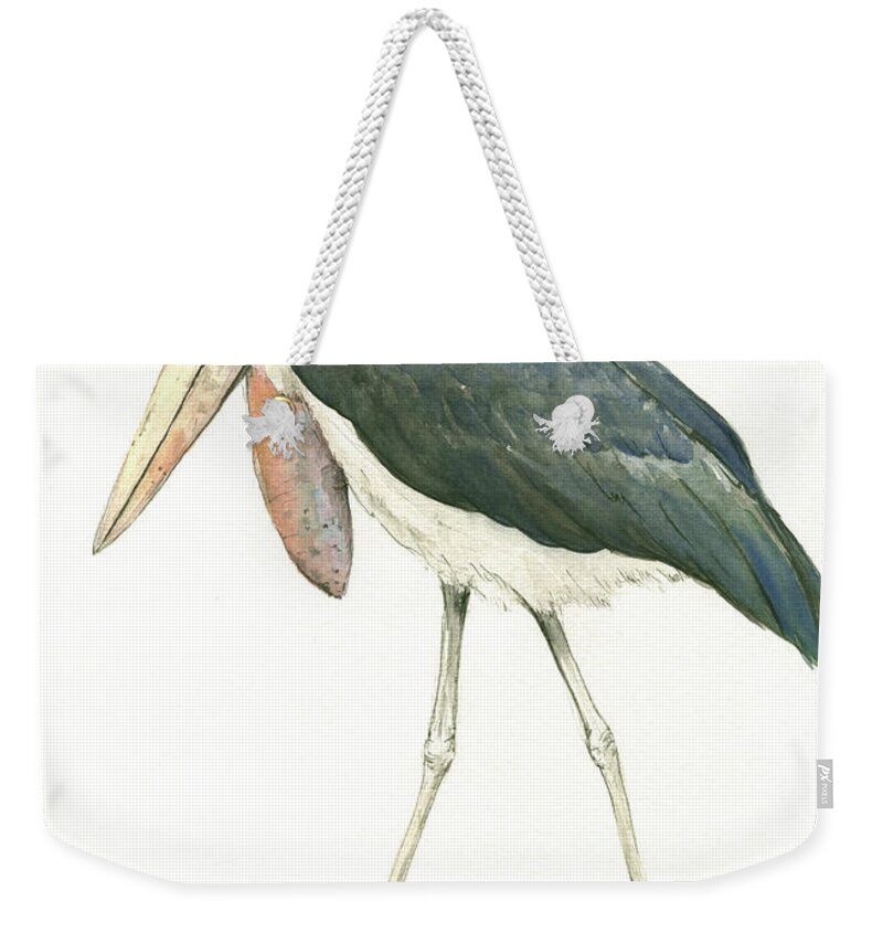 Marabou Stork Weekender Tote Bag featuring the painting Marabou by Juan Bosco