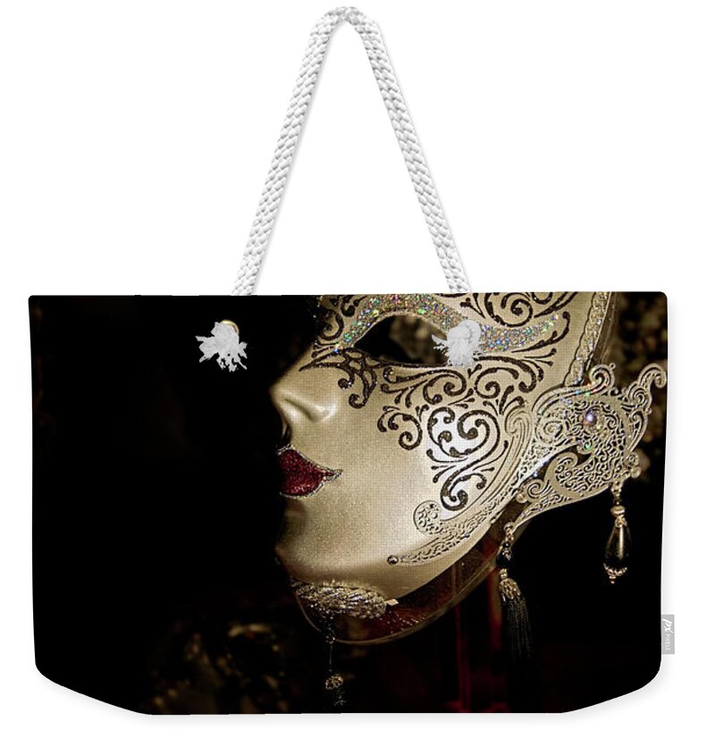 Mask Weekender Tote Bag featuring the photograph Mardi Gras Mask by Christopher Holmes