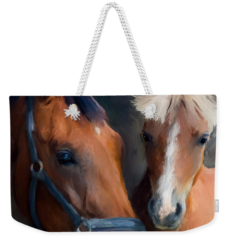 Horses Weekender Tote Bag featuring the painting Mare and Foal by Diane Chandler