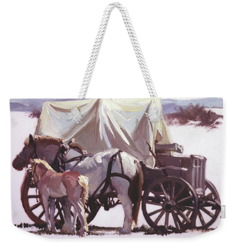 Horses Weekender Tote Bag featuring the painting Mare's Pride by Elizabeth - Betty Jean Billups