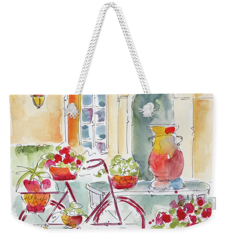 Impressionism Weekender Tote Bag featuring the painting Maricopa Courtyard Collection by Pat Katz