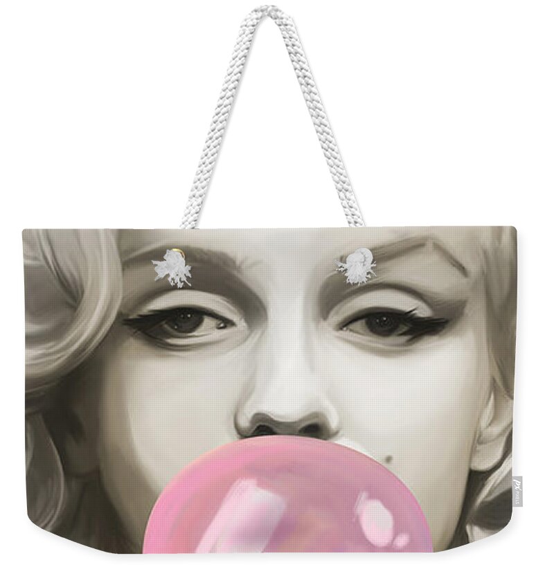 Actress Weekender Tote Bag featuring the digital art Marilyn Bubbles by Canvas Cultures