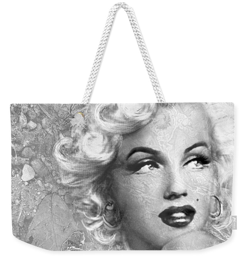 Theo Danella Weekender Tote Bag featuring the painting Marilyn Danella Ice bw by Theo Danella