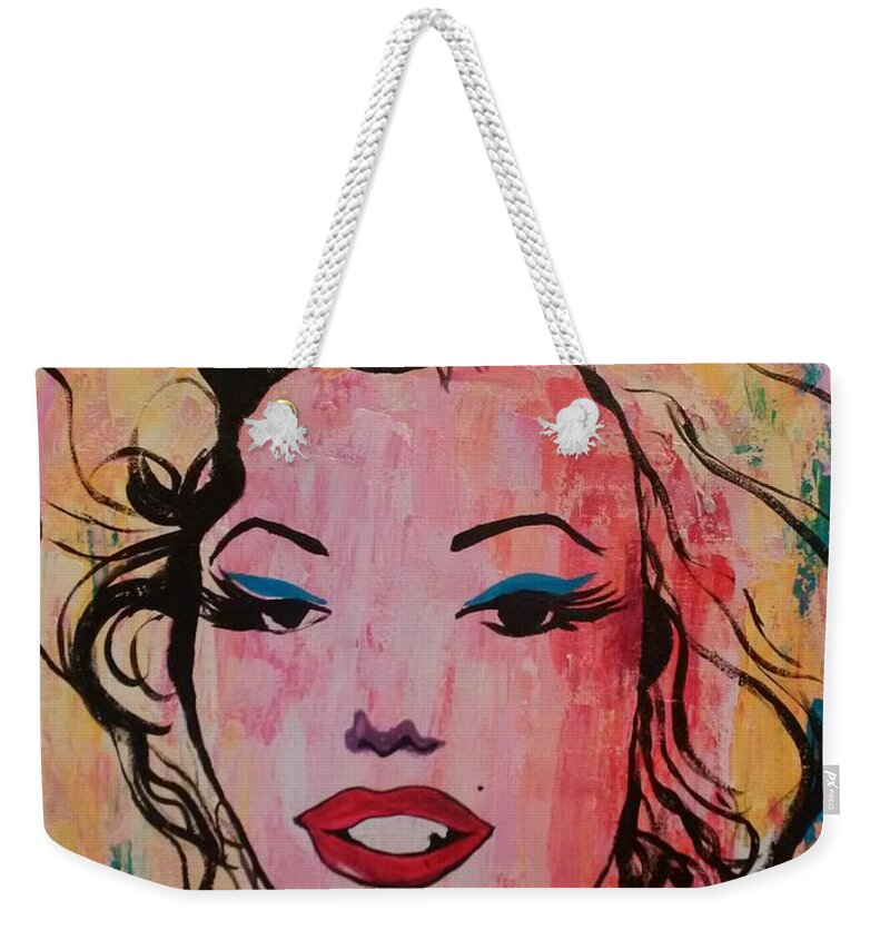 Marilyn Munroe Weekender Tote Bag featuring the painting Marilyn by Lynne McQueen