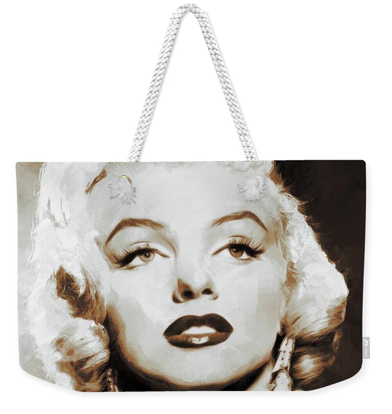 Marilyn Weekender Tote Bag featuring the painting Marilyn Monroe, Actress, Model, Legend by Esoterica Art Agency