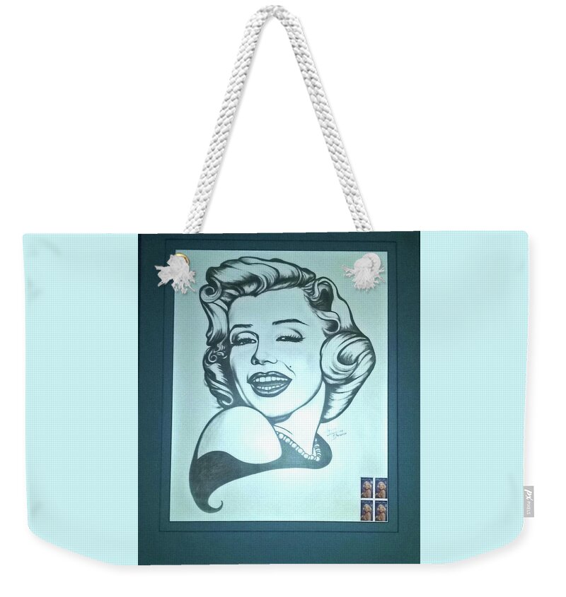 Mariyn Monroe Weekender Tote Bag featuring the photograph Marilyn Monroe By Jackie Shearer by Jay Milo