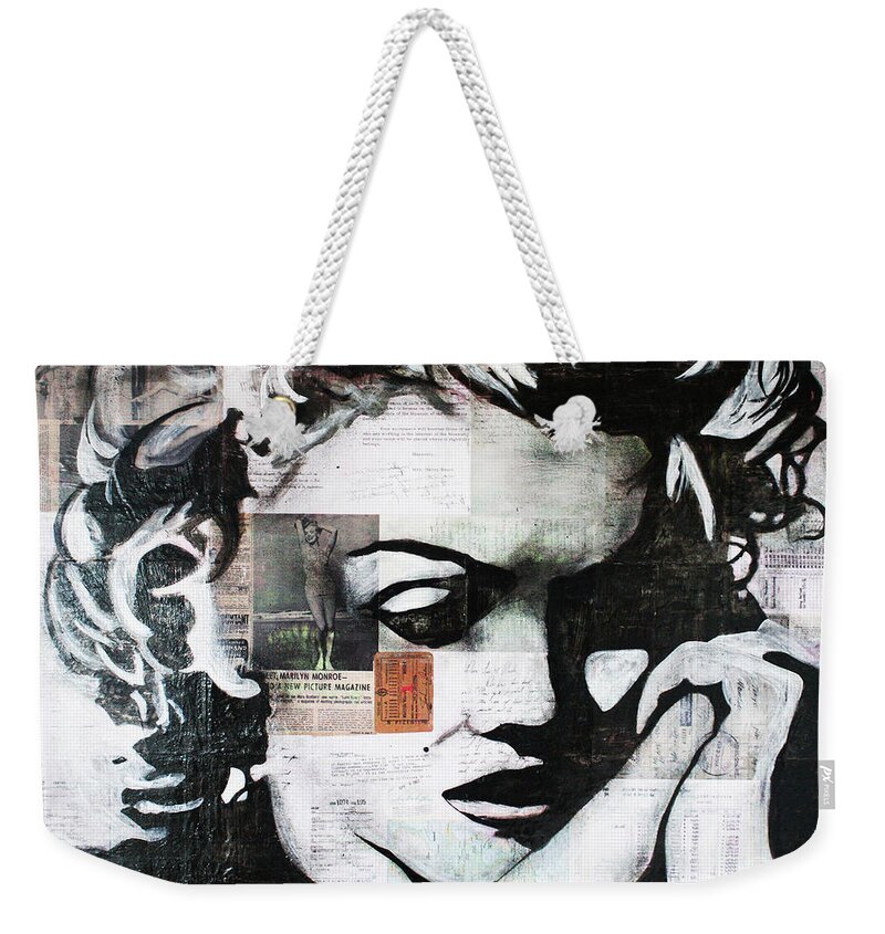 Marilyn Monroe Weekender Tote Bag featuring the painting MARILYN MONROE / Memory by Kathleen Artist PRO