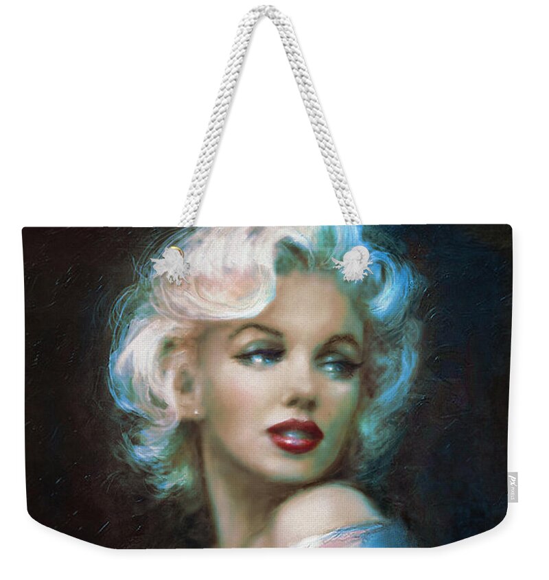 Marilyn Weekender Tote Bag featuring the painting Marilyn romantic WW 6 A by Theo Danella