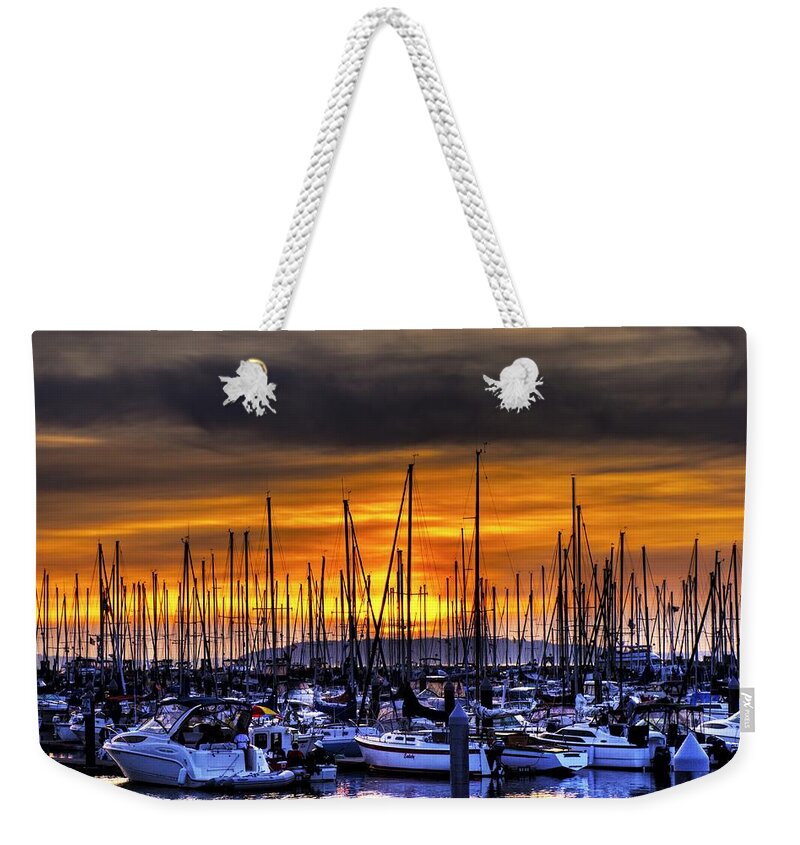 Hdr Weekender Tote Bag featuring the photograph Marina at Sunset by Brad Granger