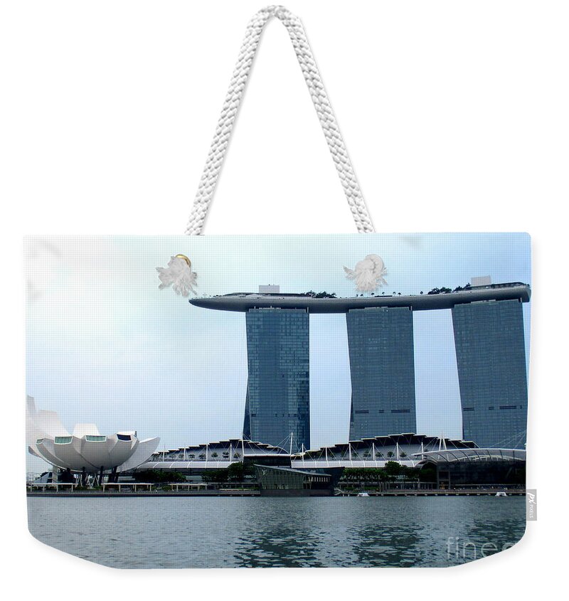 Moshie Safdie Weekender Tote Bag featuring the photograph Marina Bay Sands 14 by Randall Weidner
