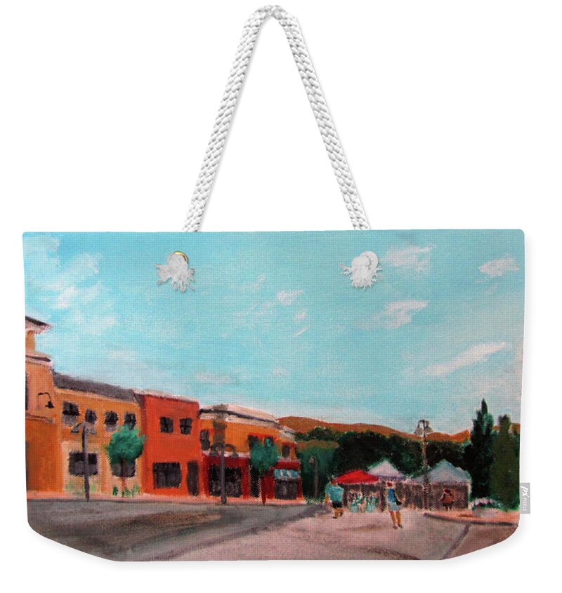 Farmers Market Weekender Tote Bag featuring the painting Market Day by Linda Feinberg
