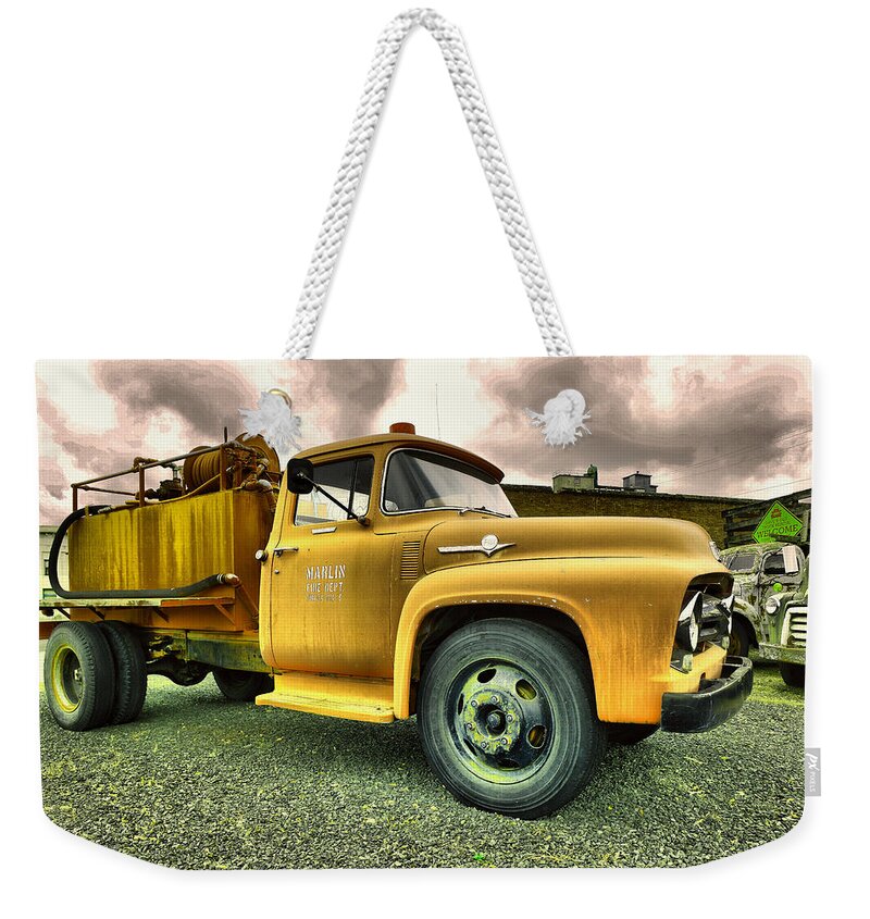 Truck Weekender Tote Bag featuring the photograph Marlin Fire department by Jeff Swan