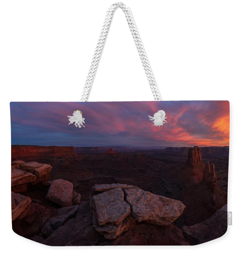 Utah Weekender Tote Bag featuring the photograph Marlobro Point Panorama by Dustin LeFevre
