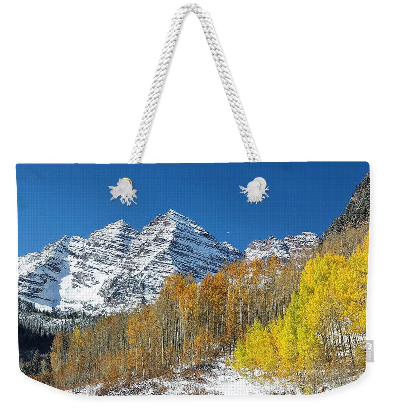 Maroon Bells Scenic Trail Weekender Tote Bag featuring the photograph Maroon Bells Scenic Trail by Jemmy Archer