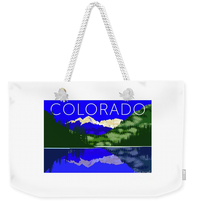 Colorado Weekender Tote Bag featuring the digital art Maroon Bells Day by Sam Brennan