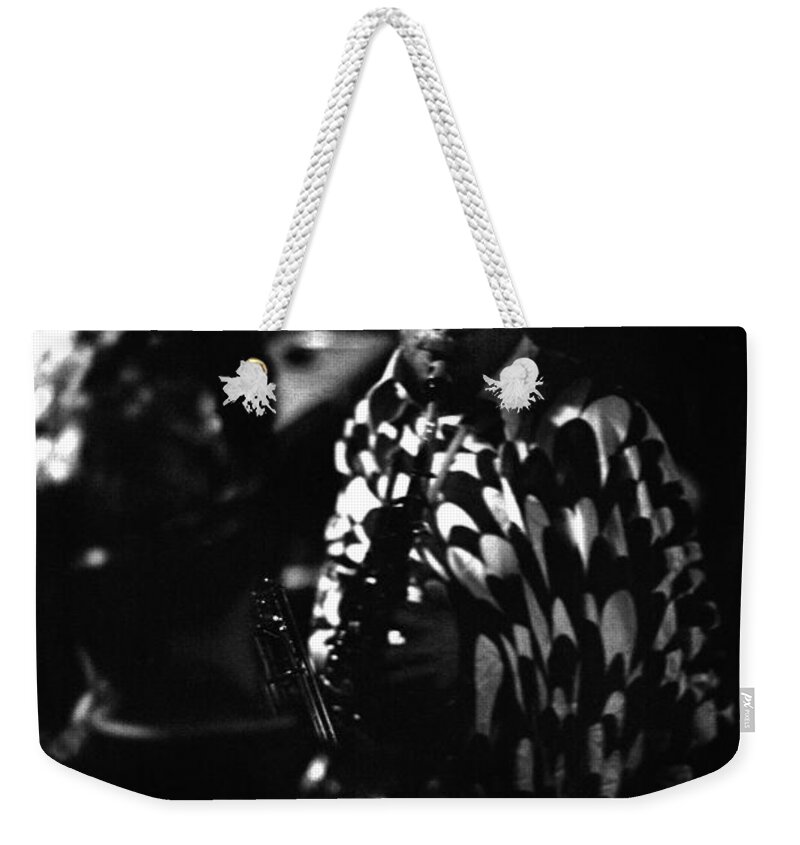 Jazz Weekender Tote Bag featuring the photograph Marshall Allen at the Red Garter 1970 NYC by Lee Santa
