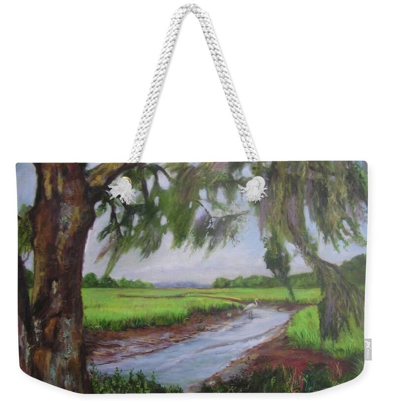Landscape Weekender Tote Bag featuring the painting marshes of Charleston by Gloria Smith
