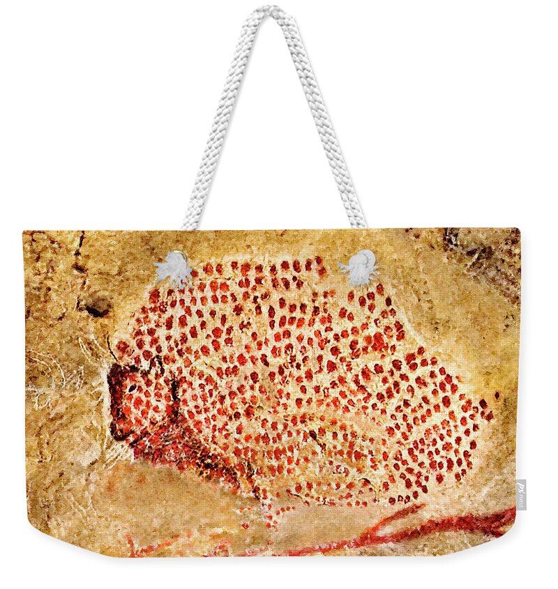 Bison Weekender Tote Bag featuring the digital art Marsoulas - Dotted Bison by Weston Westmoreland