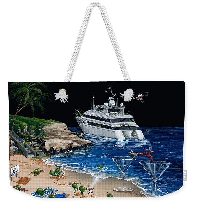 Taking A Break Weekender Tote Bag featuring the painting Martini Cove La Jolla by Michael Godard