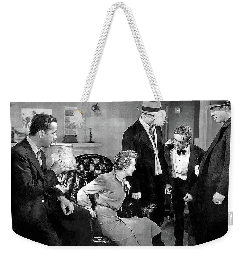 Mary Astor Bogie Peter Lorre The Maltese Falcon 1941 Weekender Tote Bag featuring the photograph Mary Astor Bogie Peter Lorre The Maltese Falcon 1941-2015 by David Lee Guss