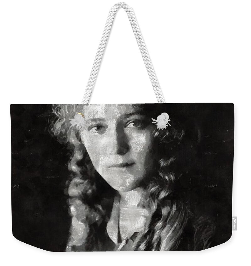 Mary Weekender Tote Bag featuring the painting Mary Pickford Vintage Hollywood Actress by Esoterica Art Agency