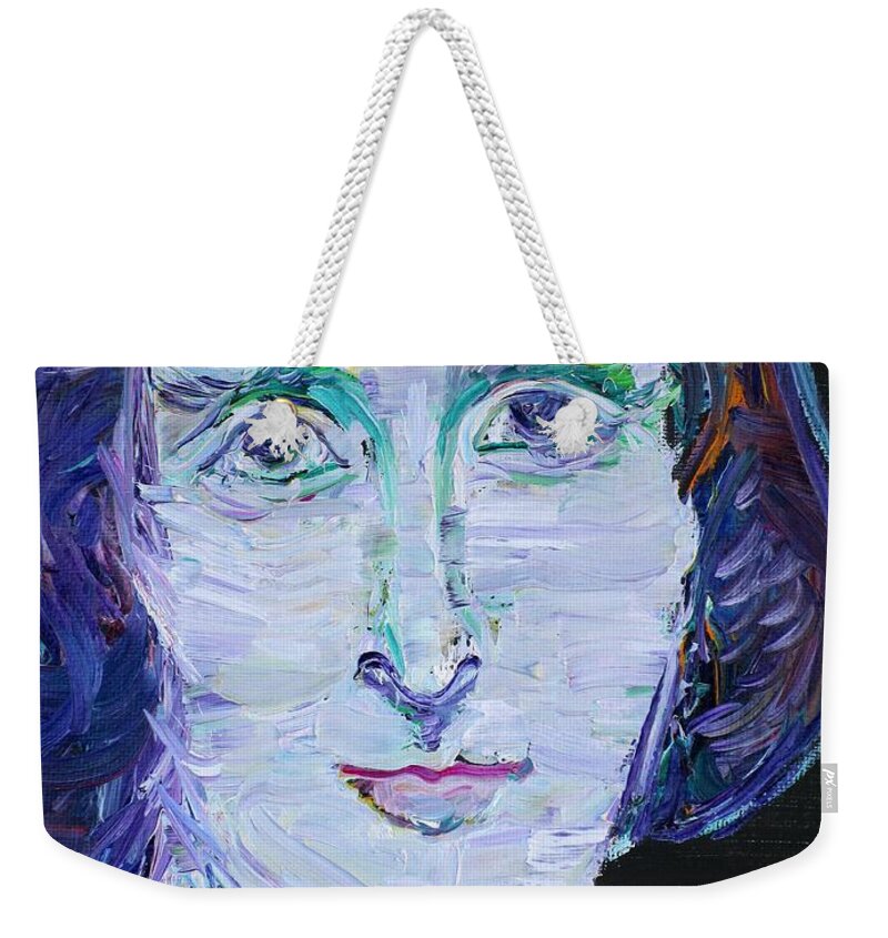 Shelley Weekender Tote Bag featuring the painting MARY SHELLEY - oil portrait by Fabrizio Cassetta