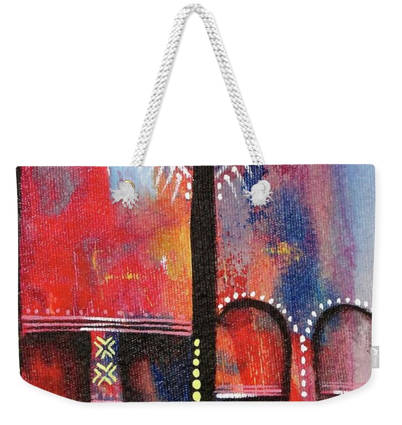 African Art Weekender Tote Bag featuring the painting Mask 1 by Appiah Ntiaw