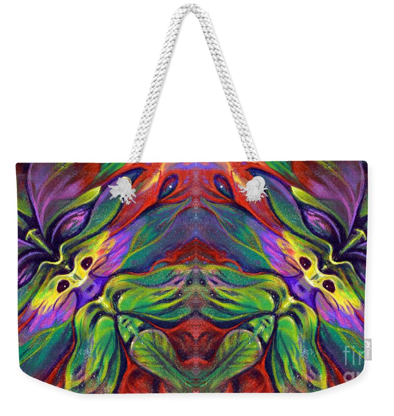 Rorshach Weekender Tote Bag featuring the painting Masqparade Tapestry 7B by Ricardo Chavez-Mendez