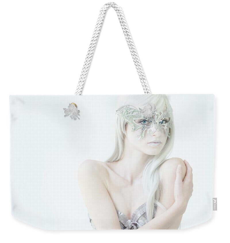Woman Weekender Tote Bag featuring the photograph Masquerade in White by Diane Diederich