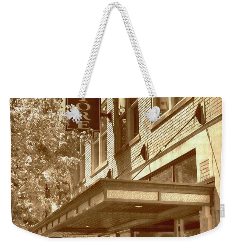 Scenic Tours Weekender Tote Bag featuring the photograph Mast General Store by Skip Willits