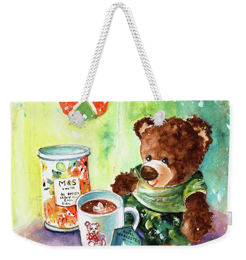 Truffle Mcfurry Weekender Tote Bag featuring the painting Matilda And The Lemon Curd Shortbread by Miki De Goodaboom
