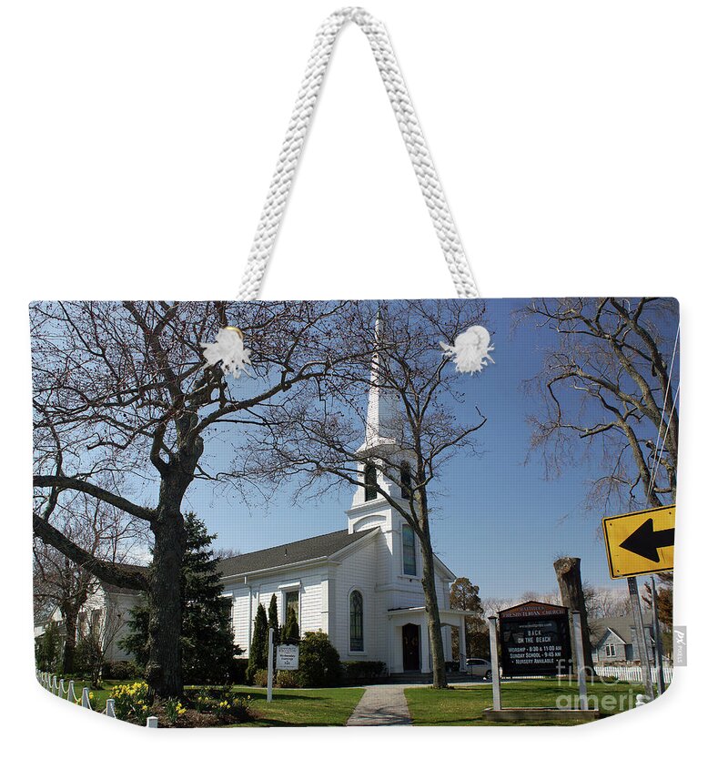 The Mattituck Presbyterian Church Weekender Tote Bag featuring the photograph Mattituck Presbyterian Church by Steven Spak