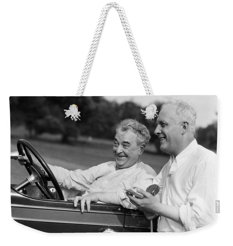 1920s Weekender Tote Bag featuring the photograph Mature Men At Golf Course, C.1920-30s by H. Armstrong Roberts/ClassicStock