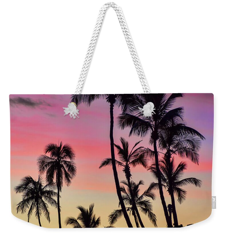 Maui Weekender Tote Bag featuring the photograph Maui Palm Tree Silhouettes by Eddie Yerkish