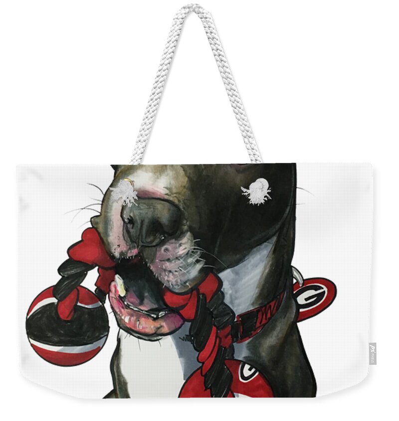 Pet Portrait Weekender Tote Bag featuring the drawing Mauras 3412 by John LaFree