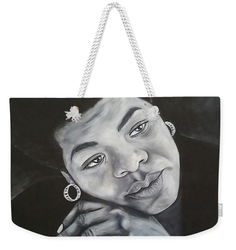 Maya Angelou Weekender Tote Bag featuring the painting Maya by Jenny Pickens
