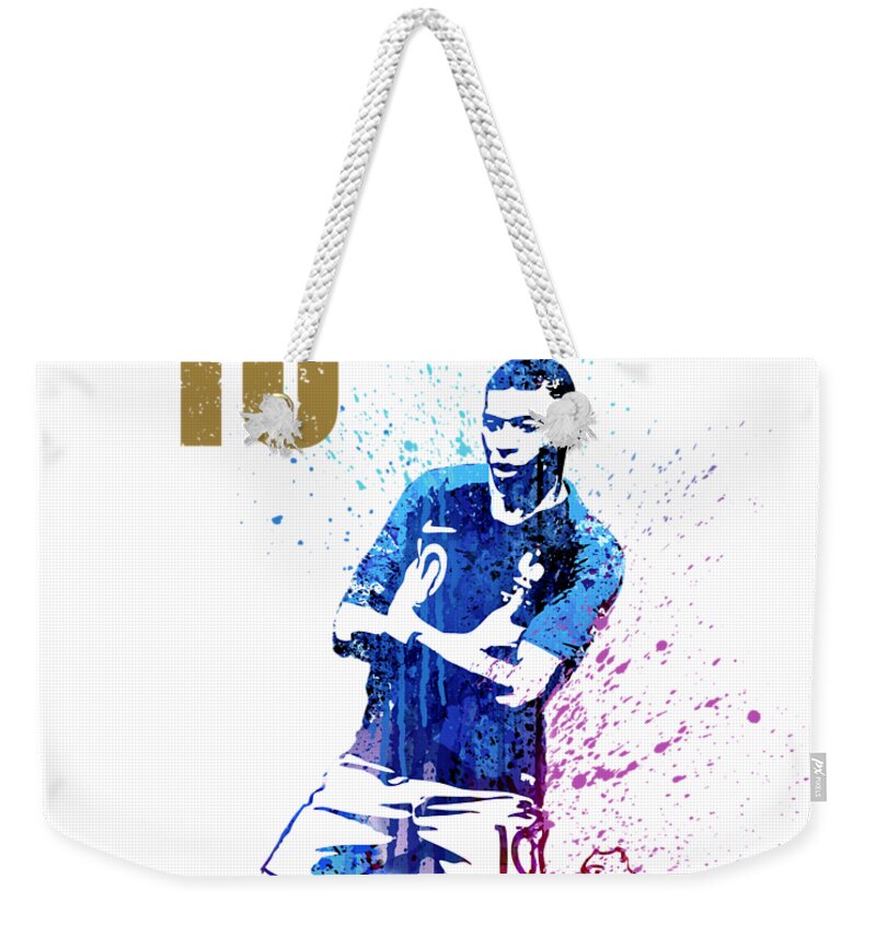 2018 Weekender Tote Bag featuring the painting Mbappe #Gold #world Cup 2018 #france by Art Popop