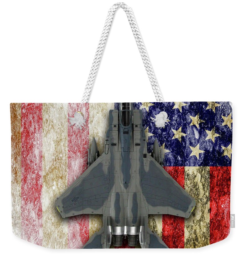 F15 Weekender Tote Bag featuring the digital art McDonnell Douglas F-15c Eagle by Airpower Art