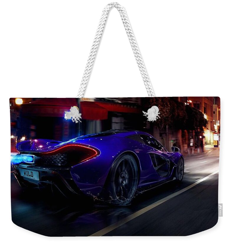 Mclaren P1 Weekender Tote Bag featuring the photograph McLaren P1 by Jackie Russo