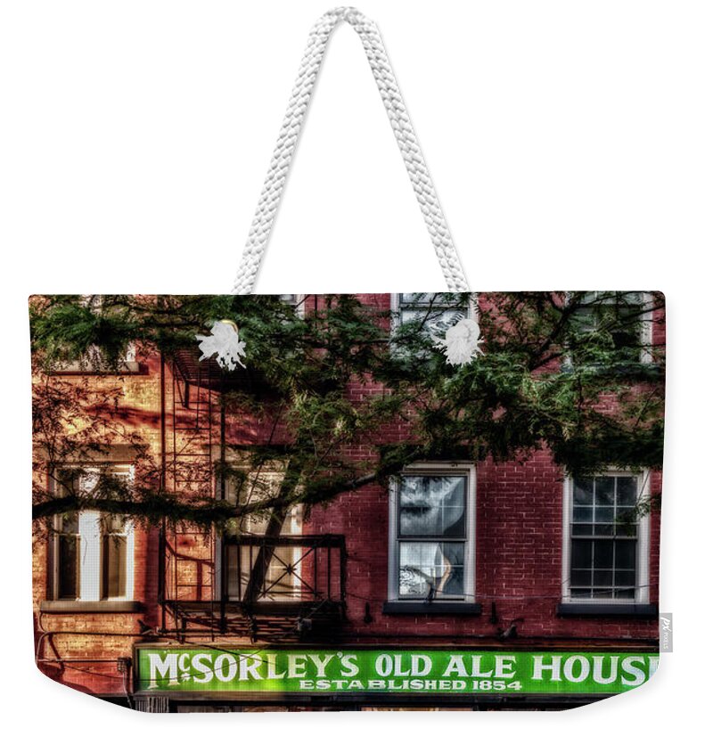 Mcsorley's Old Ale House Weekender Tote Bag featuring the photograph McSorley's Old Ale House NYC by Susan Candelario