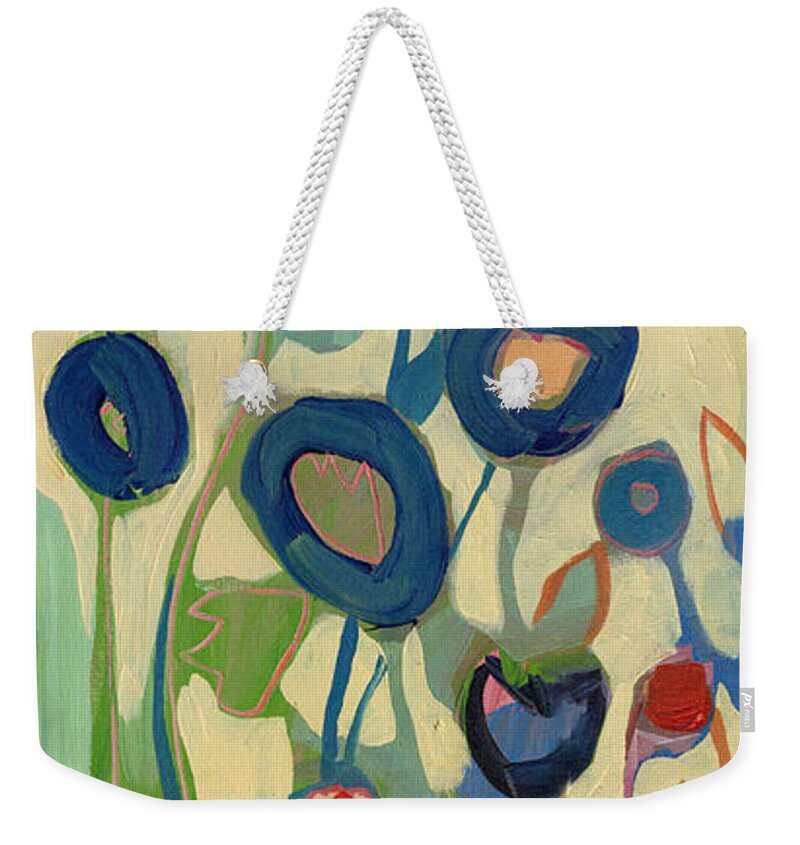 Floral Weekender Tote Bag featuring the painting Meet Me in My Garden Dreams Part A by Jennifer Lommers