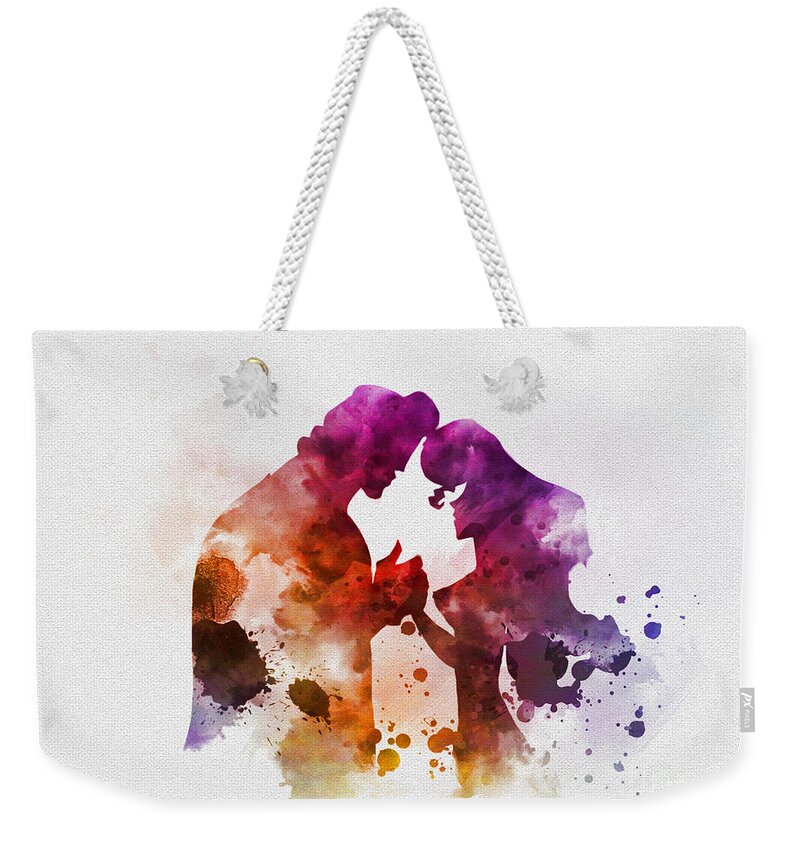 Hercules Weekender Tote Bag featuring the mixed media Megara and Hercules by My Inspiration