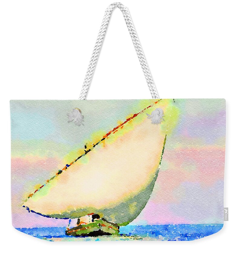 Boats Weekender Tote Bag featuring the painting Mellow Dawn by Angela Treat Lyon