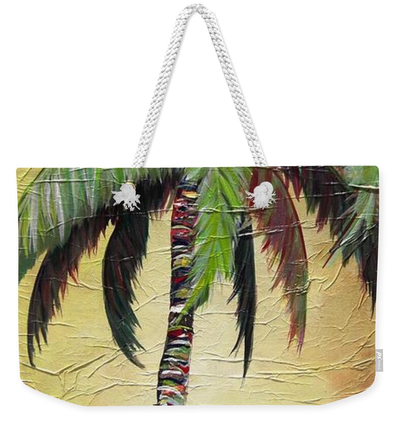 Yellow Weekender Tote Bag featuring the painting Mellow Palm I by Kristen Abrahamson