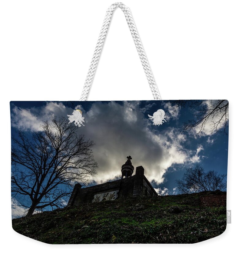 Cemetery Weekender Tote Bag featuring the photograph Memorial at the Summit of the Hill by James L Bartlett
