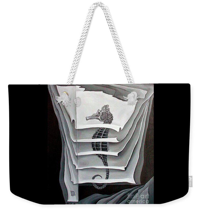 Seahorse Weekender Tote Bag featuring the painting Memory layers by Fei A