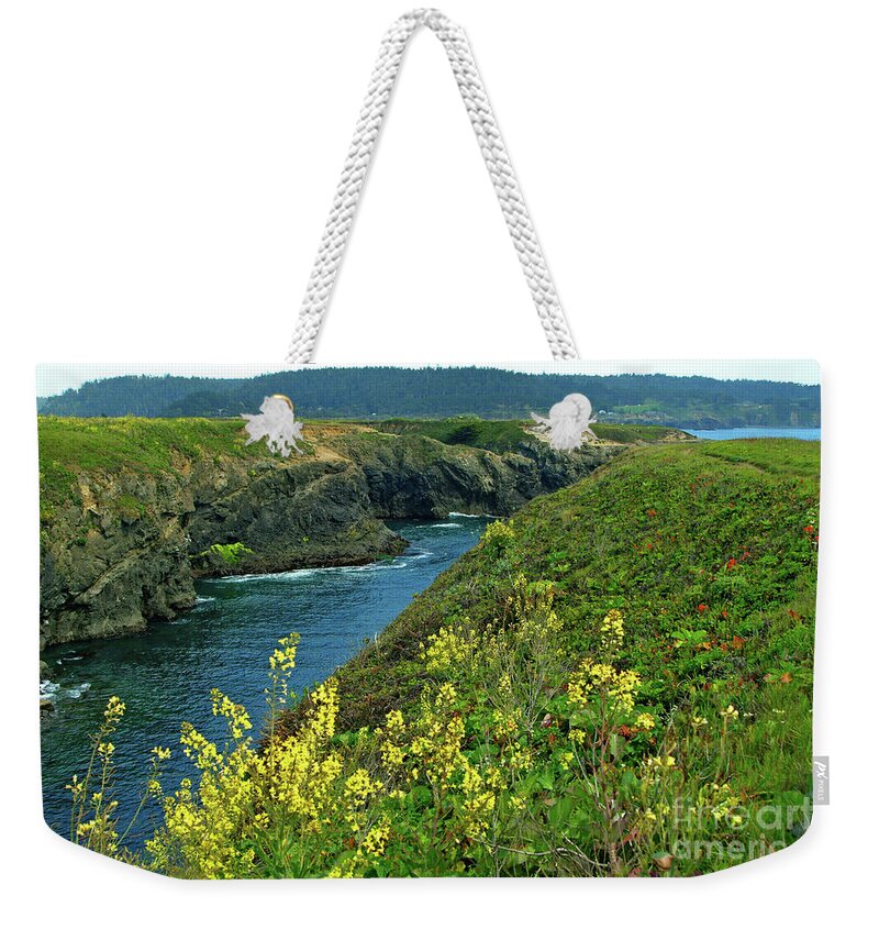 Mendocino Weekender Tote Bag featuring the photograph Mendocino Headlands by Charlene Mitchell