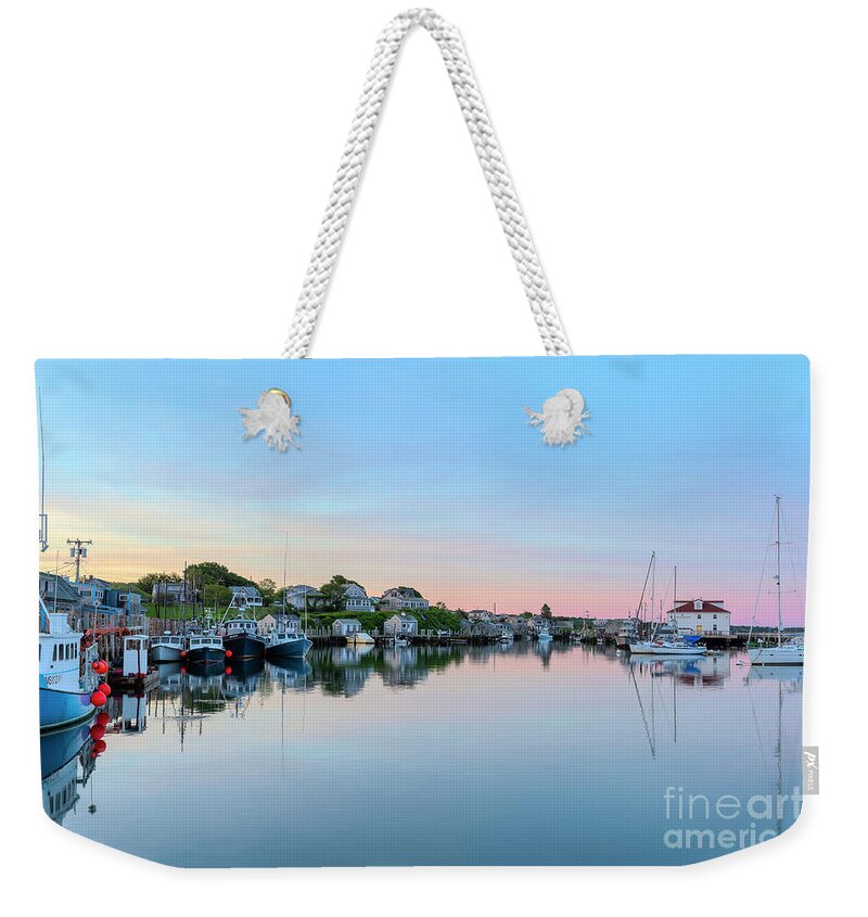 Clarence Holmes Weekender Tote Bag featuring the photograph Menemsha Basin Morning Twilight V by Clarence Holmes